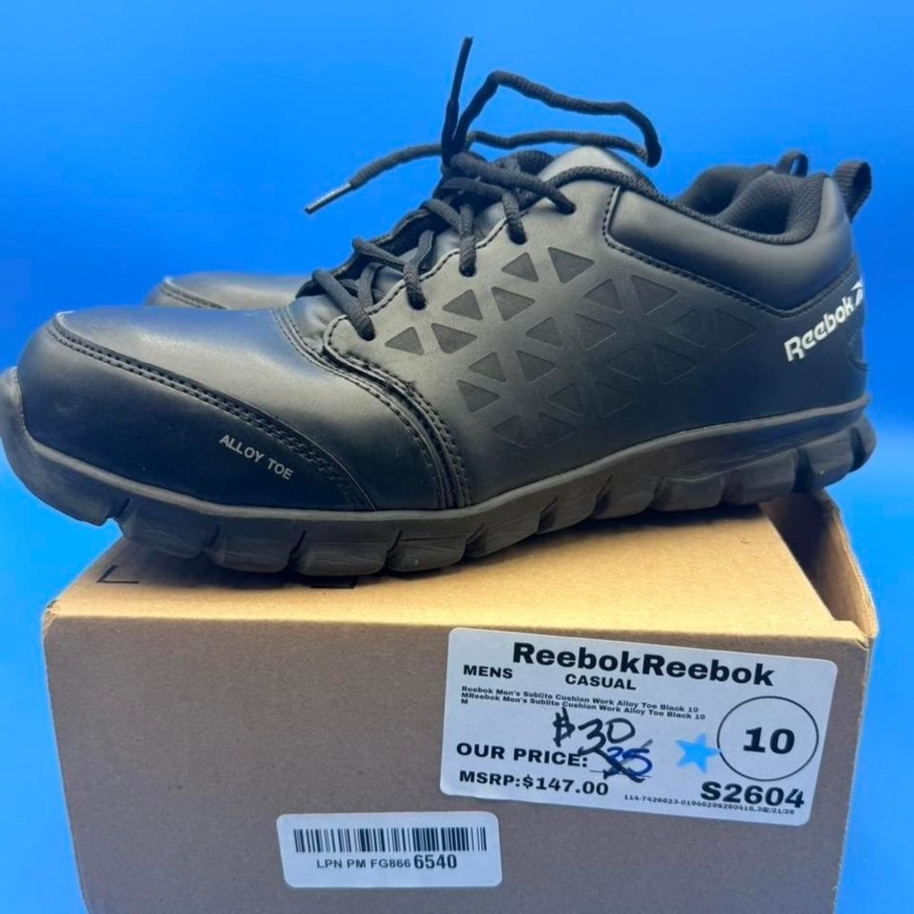 Reebok black cushion work shoes, Size US 10 #workwear #safety